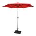 8.8 Ft Outdoor Patio Umbrella with 42 LBS Square Resin Umbrella Base Outdoor Sunshade Canopy Umbrella Pergola with Push Button Tilt and Crank Lift for Garden Deck Backyard Pool Red