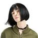 Dopi 12 Short Black Bob Wigs with Hair Bangs for Women Natural Looking Synthetic Full Hair Wigs for Women