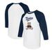 Women's Tiny Turnip White/Navy Minnesota Twins Girl Teddy 3/4-Sleeve Raglan T-Shirt