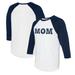 Women's Tiny Turnip White/Navy Seattle Mariners Logo Mom 3/4-Sleeve Raglan T-Shirt