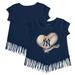 Girls Toddler Tiny Turnip Navy New York Yankees Heart Banner Fringe T-Shirt