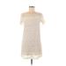 Charlotte Russe Casual Dress - Shift Scoop Neck Short sleeves: Ivory Print Dresses - Women's Size Medium