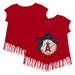 Girls Toddler Tiny Turnip Red Los Angeles Angels Baseball Bow Fringe T-Shirt