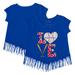 Girls Youth Tiny Turnip Royal Texas Rangers Baseball Love Fringe T-Shirt