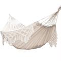 Hammock Garden Hammocks Hanging Outdoor Double Hammock Cotton Hammock Bed Terrace Boho Hammock Fringe Large Garden Hammock for Adults Porch Travel Backyard Camping