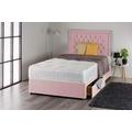 Home Furnishings UK Pink Plush Divan Bed Set with Sprung Mattress and Matching Nina Diamante Headboard (No Draws) (4FT6 Double)