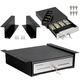 Volcora Cash Register Drawer with Under Counter Mounting Bracket - 13" Cash Drawer for POS, Stainless Steel Front 4 Bill 5 Coin Cash Tray, Removable Coin Tray, 24V RJ11/RJ12 Key-Lock, 2 Media Slots