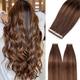 Hotlulana Tape in hair extensions 40g 20pcs 40cm human hair extensions tape in Dark Brown Mixed Chestnut Brown tape ins natural Remy straight 16inch (2/(2/6)#)