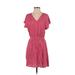 Gap Casual Dress - Mini V Neck Short sleeves: Pink Print Dresses - Women's Size X-Small