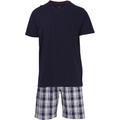 Shorty BUGATTI Gr. 50, blau (blau, dunkel, karo) Herren Homewear-Sets Pyjamas