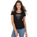 T-Shirt TRIGEMA "TRIGEMA mit glitzerndem Herz-Motiv" Gr. XL, schwarz Damen Shirts Jersey