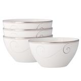 Noritake Platinum Wave Set Of 4 Rice Bowls, 6", 22 Oz. Porcelain China/Ceramic in Gray/White | 3.25 H x 6 W x 6 D in | Wayfair 9317-772D