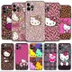 Coque de téléphone pour Apple iPhone coque de protection rouge marron léopard Hello Kitty 15