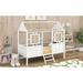 Orientalism Twin Size Metal House Bed, Low Loft Bed with Roof & 2 Front Windows, Premium Steel Slat Support, Bedroom Furniture