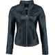 URBAN 5884 Damen Lederjacke, Jacke aus echtem Lammfell, Kurz und Enganliegend, Glattes und Weiches Leder, Schwarz, 4XL