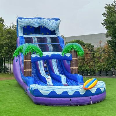 XJUMP 17ft Surf Beach Tall Inflatable Water Slide with Splash Pool