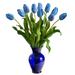 22" Dutch Tulip Artificial Arrangement in Blue Colored Vase