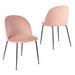 Gymax Dining Chair Set of 2 Upholstered Velvet Chair Set w/ Metal Base