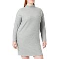 TOM TAILOR Damen Plusize Basic Kleid mit Rippstruktur 1034961, 30282 - Concrete Grey Melange, 52