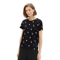 TOM TAILOR Damen Sommer T-Shirt aus Baumwolle,31886 - Black Vase Design,XL