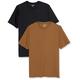 Amazon Essentials Herren T-Shirt mit kurzen Ärmeln und Rundhalsausschnitt in normaler Passform, 2er-Pack, Schwarz/Braun, XL