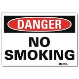 LYLE U1-1025-RD_14X10 Danger No Smoking Sign, 10" H, 14 in W, Reflective