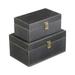 Contemporary Home Living Set of 2 Black and Gold Distressed Storage Boxes 10.25