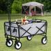 NiamVelo Foldable Wagon Cart Folding Wagon Garden Cart Portable Beach Wagon with Wheels & Adjustable Handle for Garden Sport Shopping Grey