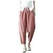 Mrat Womens Athletic Pants Full Length Pants Fashion Ladies Comfortable Leisure Solid Ninth Pants Pockets Loose Pants Jogger Pants For Female Pink XXXXL