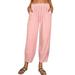 Mrat Youth Baseball Pants Full Length Pants Fashion Women Solid Cotton And Linen Casual Loose Trouser Wide Ninth Pants Pants Boho Pants Ladies Pink XXL