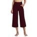 Mrat Pants For Women Graphic Yoga Capris Pants Ladies Solid Color High Waist Sports Fitness Yoga Wide Wide Leg Capris Female Athletic Pants Wine L