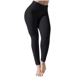 Mrat Comfy Lounge Trousers Full Length Yoga Pants Women Soft High Waist Stretch Pleated Yoga Pants Casual Fitness Leggings Trouser Pants for Ladies Casual Black M