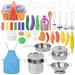 Rich 42 Pack Pretend Play Food Set with Mini Stainless Steel Cookware and Accessories Kitchen Play Cooking Toy Set Vegetable for Kids Toddlers Boys Girls Gifts