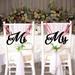 Hesroicy 1 Set Wedding Chair Signs Wooden Mr And Mrs Geometric Style Romantic Reusable Decorative DIY Bride Groom Hanging Chair Signs Flags Party Supplies