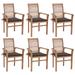 Anself Set of 6 Wooden Garden Chairs with Taupe Cushion Teak Wood Outdoor Dining Chair for Patio Balcony Backyard Outdoor Furniture 24.4in x 22.2in x 37in