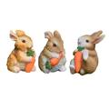 3x Easter Themed Garden Statues Bunny Crafts Sculpture Spring Decor Figurines Easter Decoration for Yard Desktop Decor Ornament Easter Gift Eating Radish