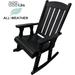 Home Shark Wooden Rocking Chair for Indoor Backyard Porch and Patio Heavy Duty 600 LBS All Weather Black