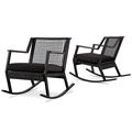 Afuera Living Contemporary Aluminum Patio Rocker in Black (Set of 2)