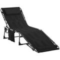 Outsunny Outdoor Padded Folding Chaise Lounge Chair with Reclining Black