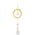 Decorative Pendant Natural Amethyst Aquamarine Hollowed Out Moon Star Circle Pearl Ball Wind Chimes Suncatcher