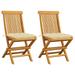 Garden Chairs with Cream White Cushions 2 pcs Solid Teak Wood