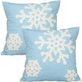 Soft Square Snowflake Theme Home Decorative Canvas Cotton Embroidery Throw Pillow Covers 18x18 Christmas Pillow Cases Home Bed Sofa Car Decorative (1 Pair)
