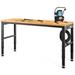 BENTISM Adjustable Height Workbench 61 L x 20 W Work Bench Table w/ Power Outlets