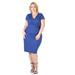 Short Sleeve V Neck Plus Size Faux Wrap Dress