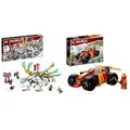 LEGO 71786 NINJAGO Zanes Eisdrache, ab 10 Jahren & 71780 NINJAGO Kais Ninja-Rennwagen EVO 2in1 Rennwagen Spielzeug zu Geländewagen-Fahrzeug, Modellbausatz für Jungen und Mädchen ab 6 Jahren