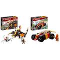 LEGO 71782 NINJAGO Coles Erddrache EVO & 71780 NINJAGO Kais Ninja-Rennwagen EVO 2in1 Rennwagen Spielzeug zu Geländewagen-Fahrzeug, Modellbausatz für Jungen und Mädchen ab 6 Jahren