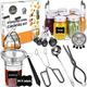 Canning Supplies Starter Kit, Stainless Steel Canning Set Tools: Rack, Ladle, Measuring Spoons, Funnel, Tongs, Jar Lifter, Lid Lifter & Accessories for Canner/Pot, Beginner, Home Canning Kit - Black