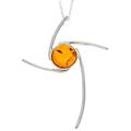 SilverAmber Jewellery UK - 925 Sterling Silver & Genuine Baltic Cognac Amber Modern Cross Pendant - 416