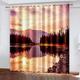 3D Super Soft Kids Blackout Curtains 104X85 Inch (Wxl) Sunset Lake Photo Print Bedroom Living Room Thermal Insulated Blockout Eyelet Ring Top Room Darkning Curtains (Set Of 2 Panels)