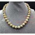 12mm Malachite Necklace, Single Strand Yellow & Black Bead Fake Women Chocker Necklace